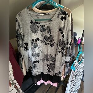 Gray long sleeve with black floral